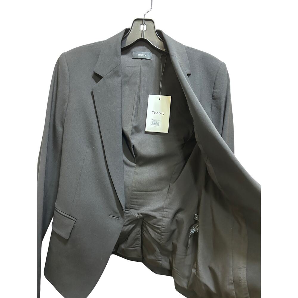 Theory Gabe N Black Virgin Wool Blazer & Pants Suit Set Size 2 Office Twee Siren - Picture 4 of 10
